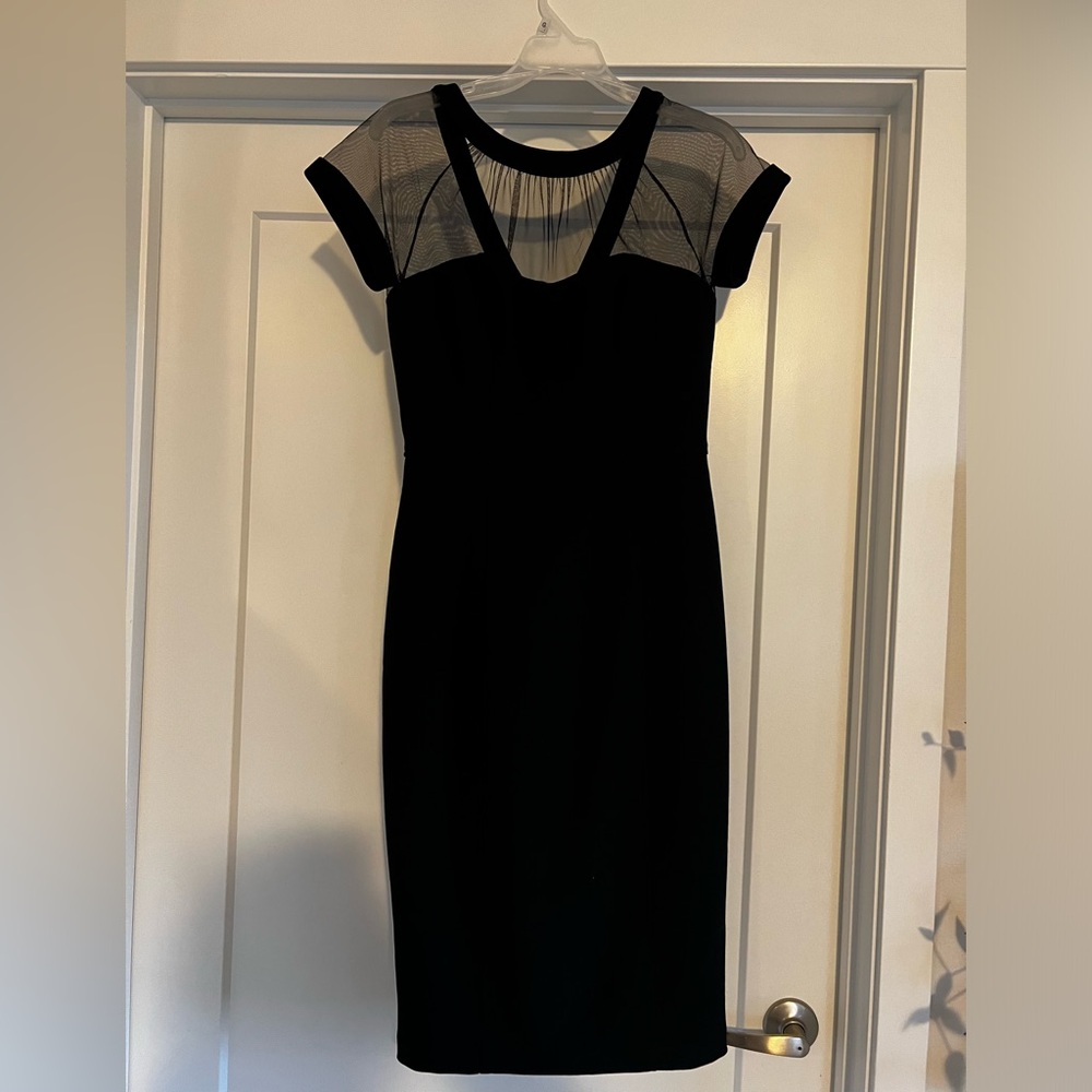 Maggy London Illusion Yoke Crepe Cocktail Dress Sz 6